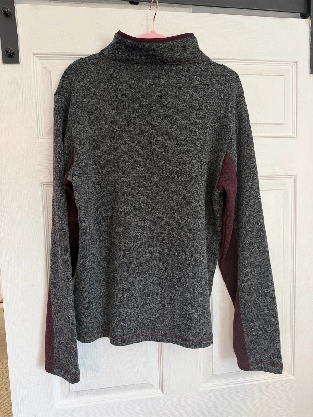 Orvis Gray and Burgundy Quarter-Zip Knit Pullover
